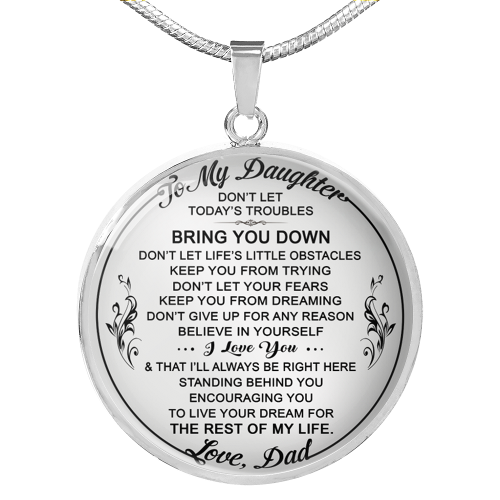 To My Daughter Heart Necklace, Gift for Daughter from Father Papa, Birthday Gift
