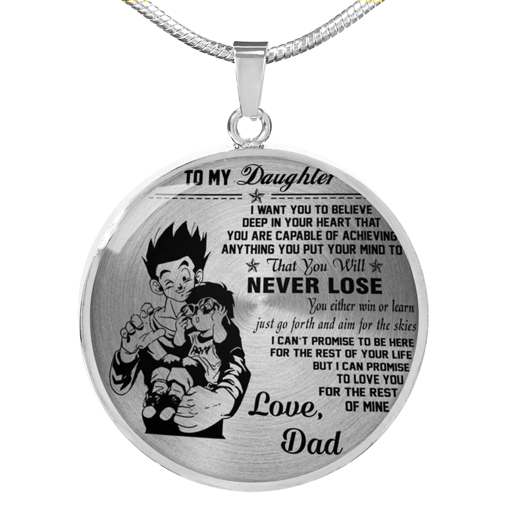 Vuvuzi Tee Luxury Necklace Pendant to My Daughter - Love Dad, Gohan & Pan Dragon Ball Super