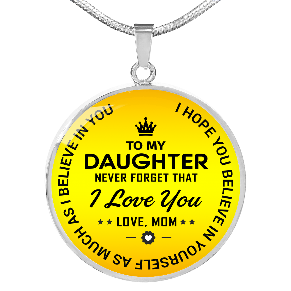 To My Daughter Love Mom Time Gemstone Pendant Necklace