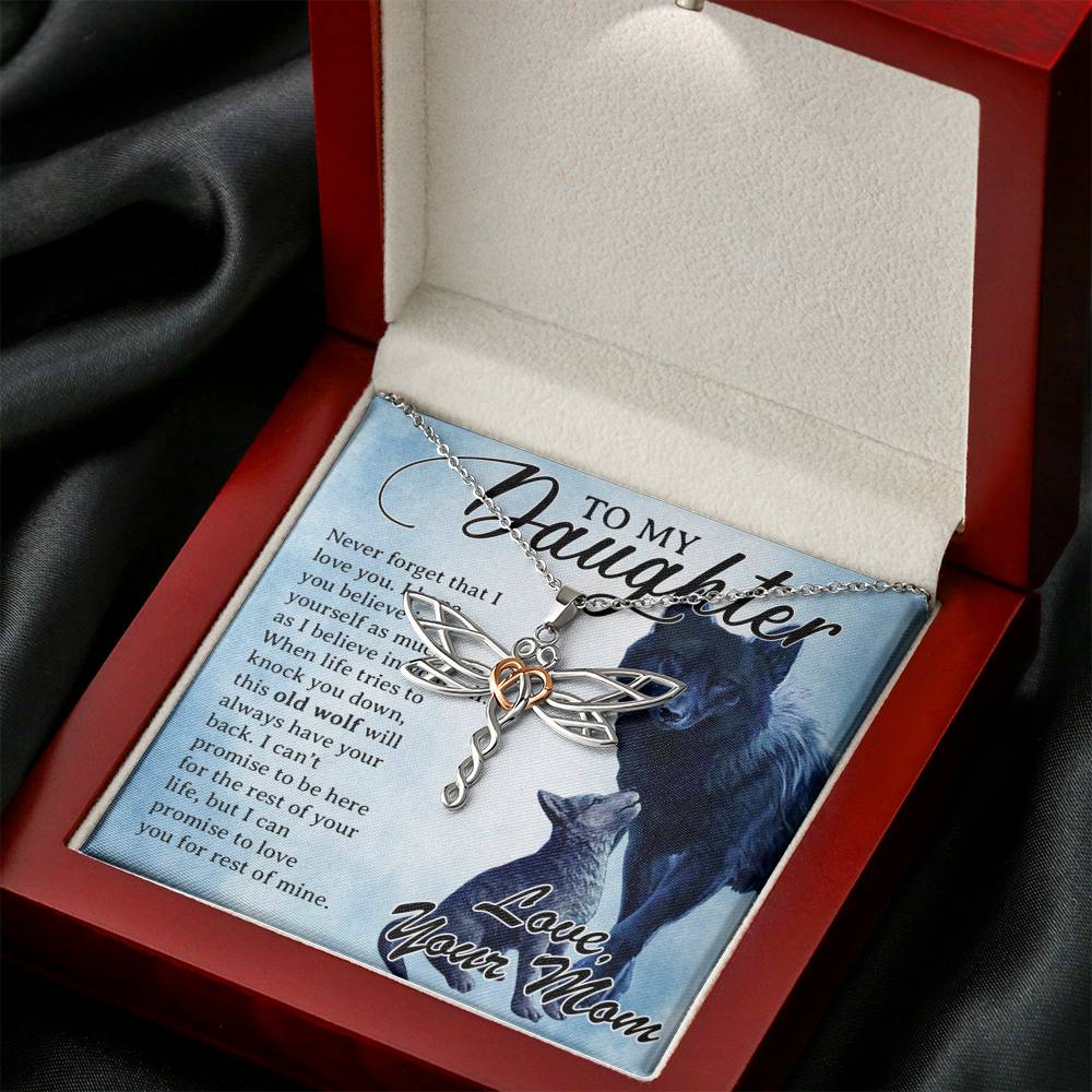 to My Daughter Necklace, Daughter Father Necklace, Daughter Gift from Mom - Dragonfly Dreams Necklace