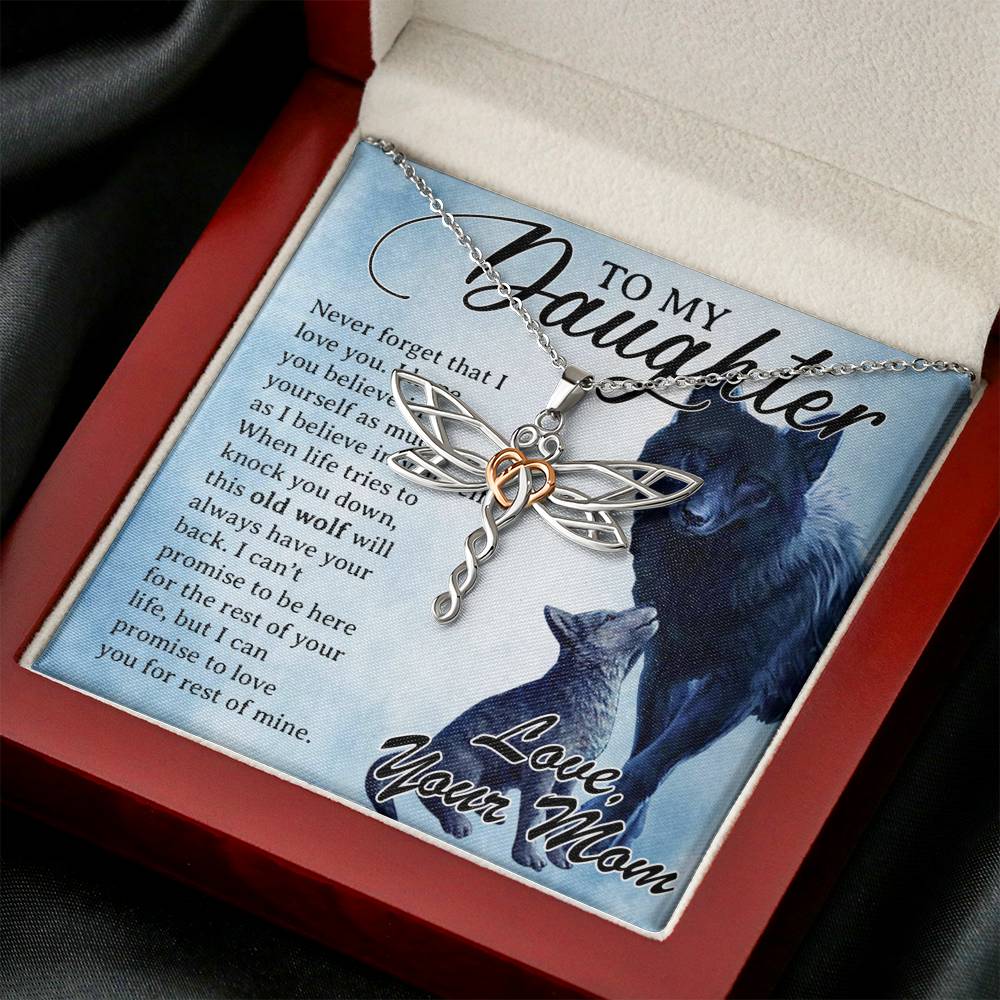to My Daughter Necklace, Daughter Father Necklace, Daughter Gift from Mom - Dragonfly Dreams Necklace