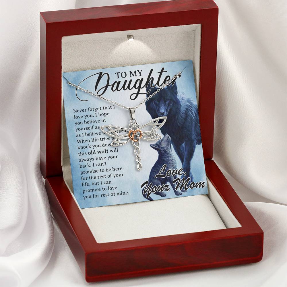 to My Daughter Necklace, Daughter Father Necklace, Daughter Gift from Mom - Dragonfly Dreams Necklace