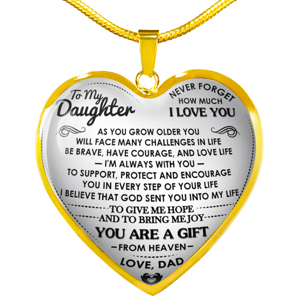 To My Daughter Heart Necklace - Father And Daughter Necklace - Gift From Daddy