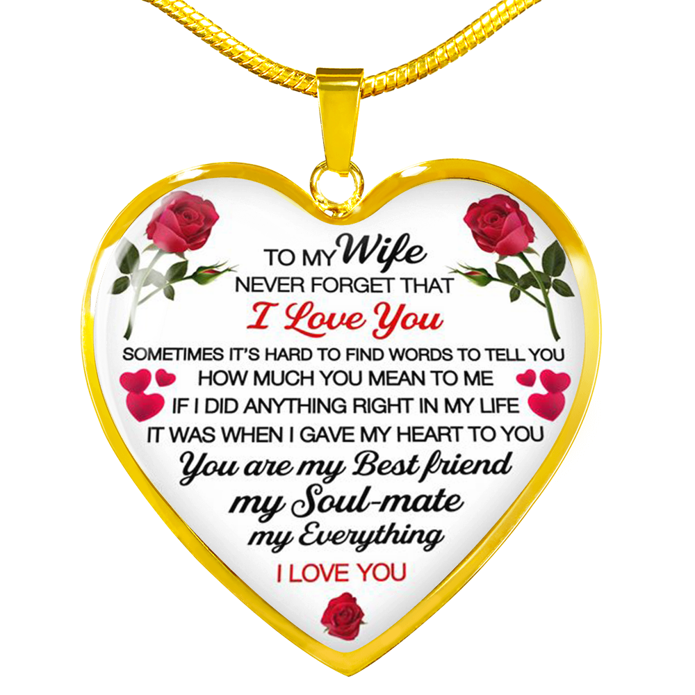 To My Wife Heart Necklace Pendant - Wife And Husband I Love You Gifts For Wife