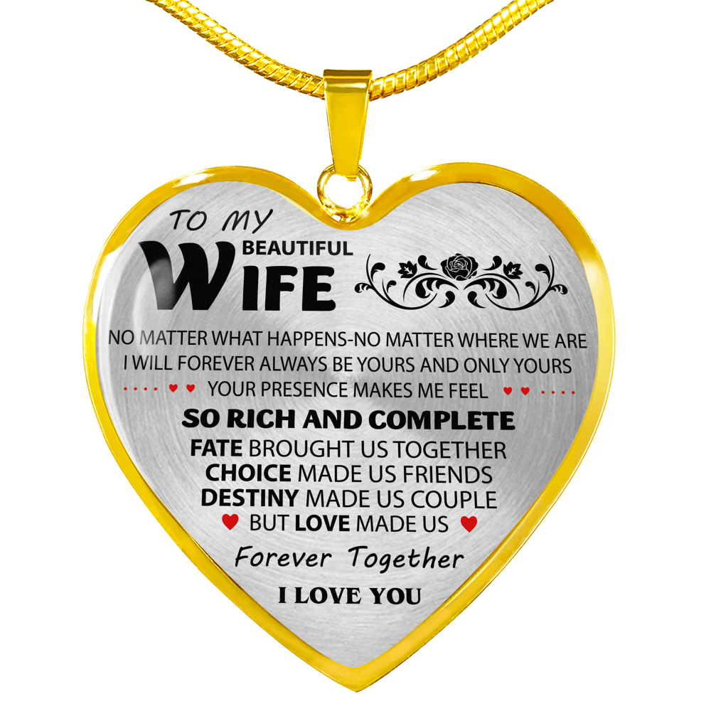To My Beautiful Wife Necklace Heart Pendant -Best Gifts Wife - From Husband