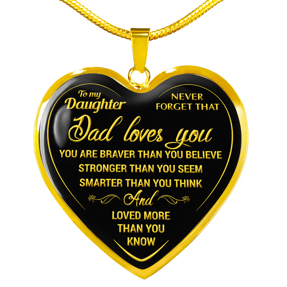 To My Daughter Dad Loves You Necklace Heart Pendant Luxury Gift For Little Girls