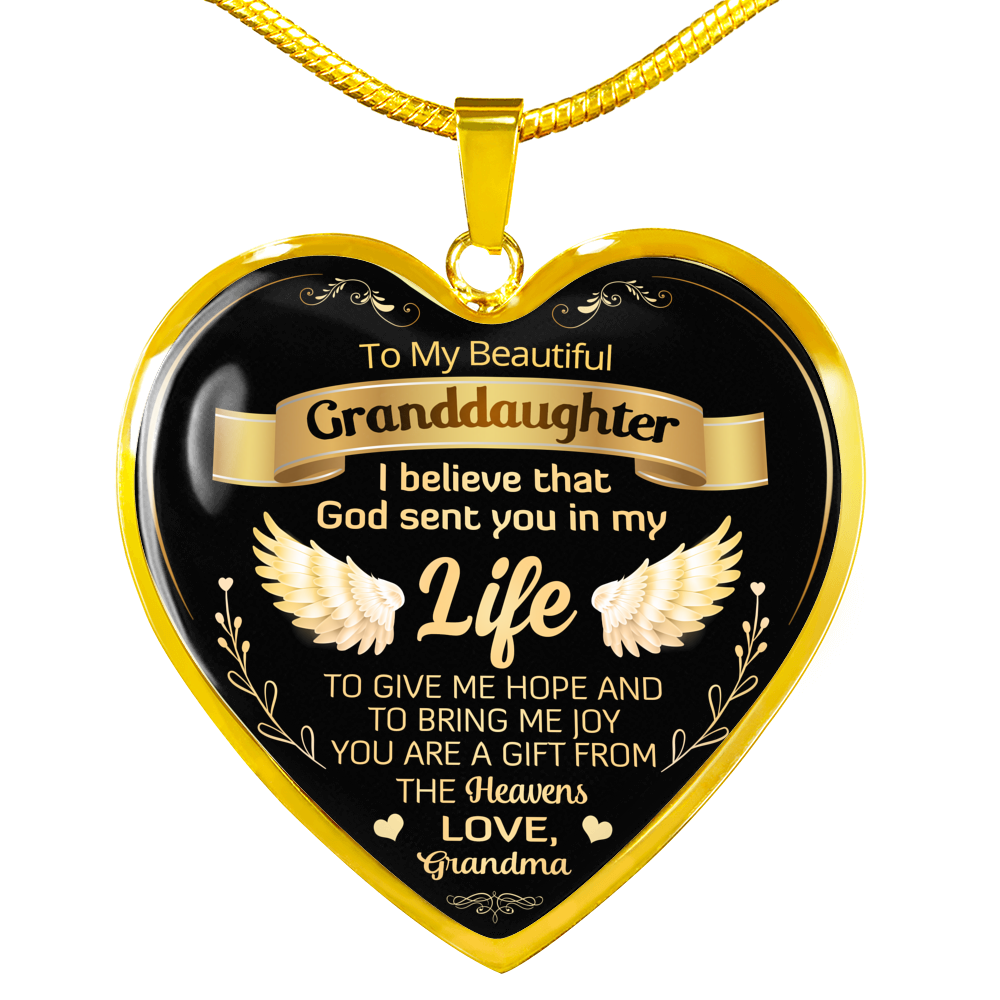 To my Granddaughter Love Grandma Heart Shape Necklace Gift for Granddaughter