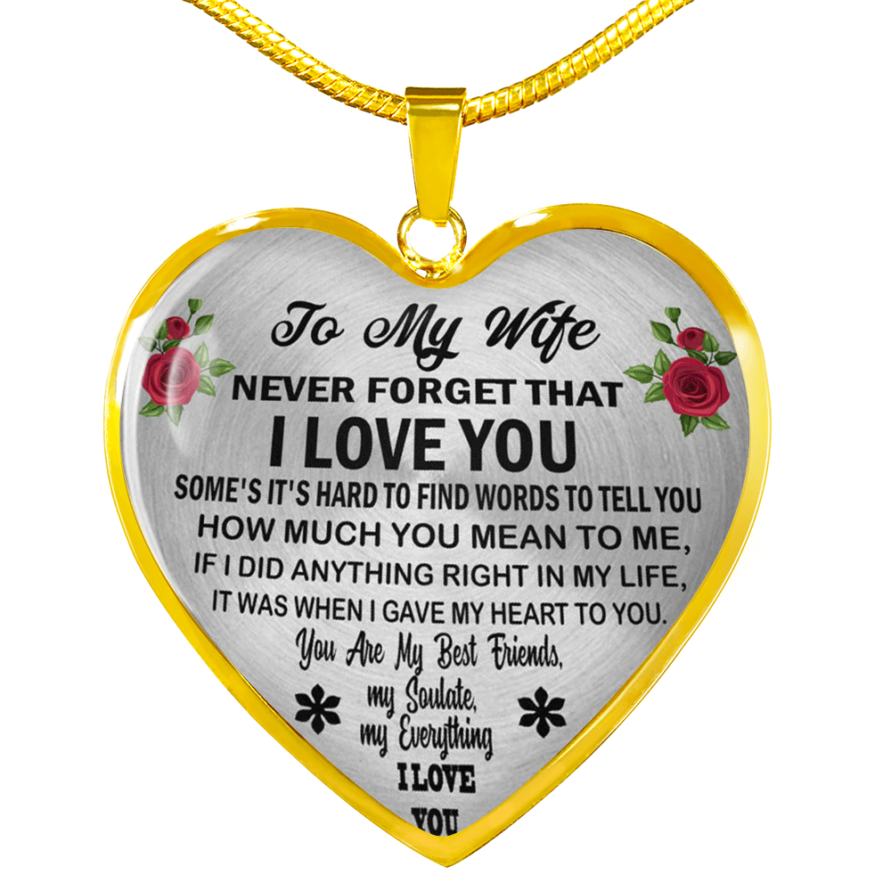 To My Wife Heart Necklace Pendant - Wife And Husband I Love You Gifts For Wife