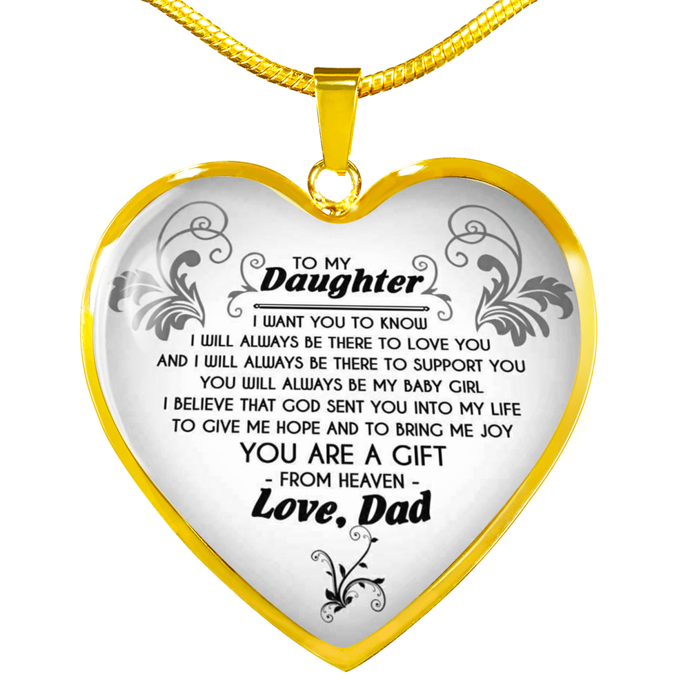 Daughter Birthday Gifts - To My Daughter Heart Pendant Love Dad Necklace Custom