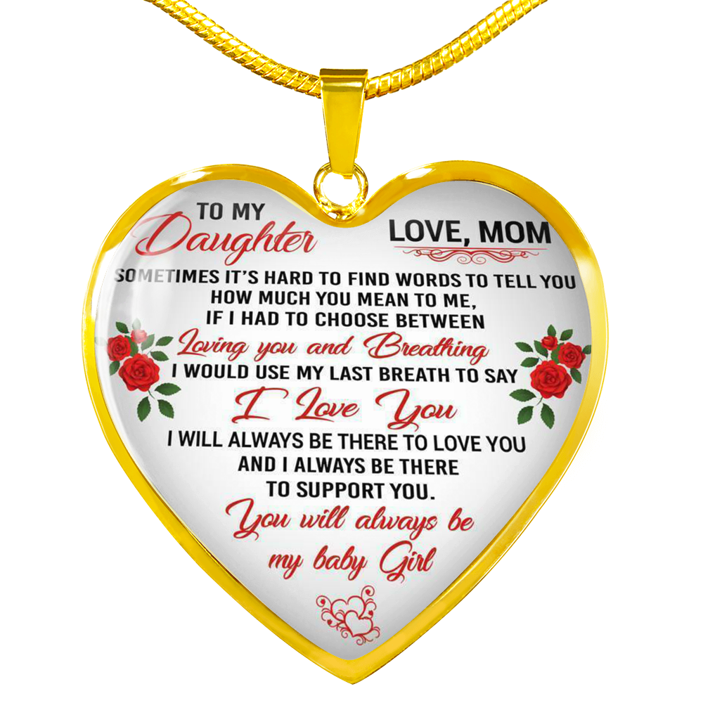 Mother And Daughter - To My Daughter Necklace Heart Pendant Gift From Mom