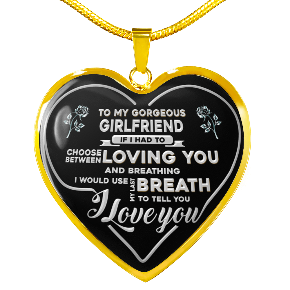 To my gorgeous girlfriend heart necklace - to my love - silver plated pendant