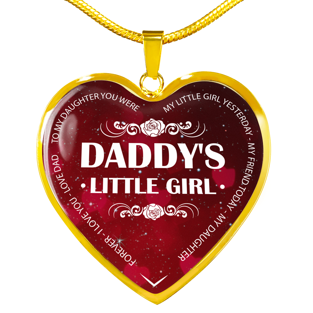 To My Daughter Heart Pendant Necklace - Daddy's Little Girl - Gift for Teen Girl