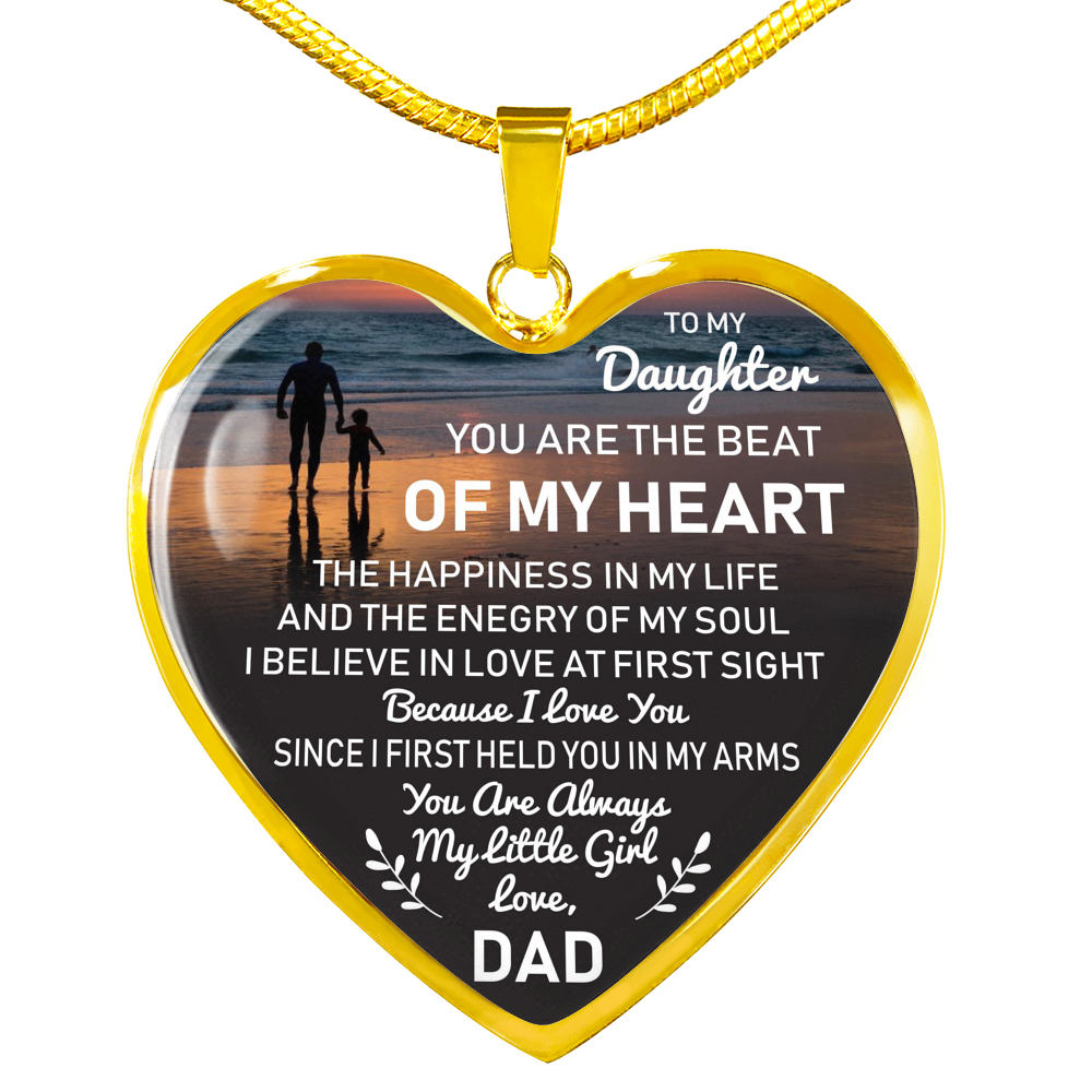 ZEN DEAL - Father and Daughter Necklace Heart Pendant - to My Daughter Necklace Love Dad