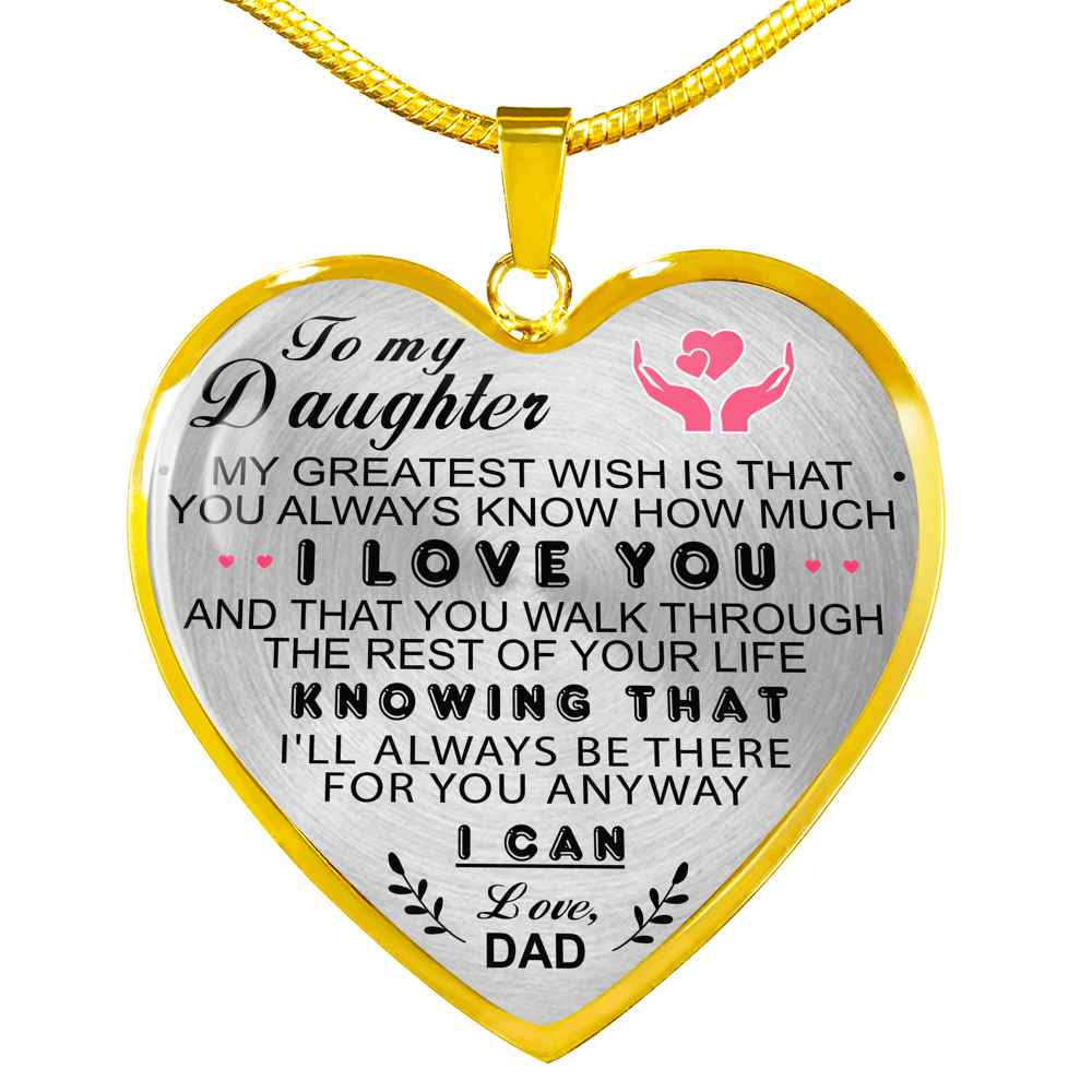 To My Daughter Heart Necklace Pendant Love Dad Gift From Father