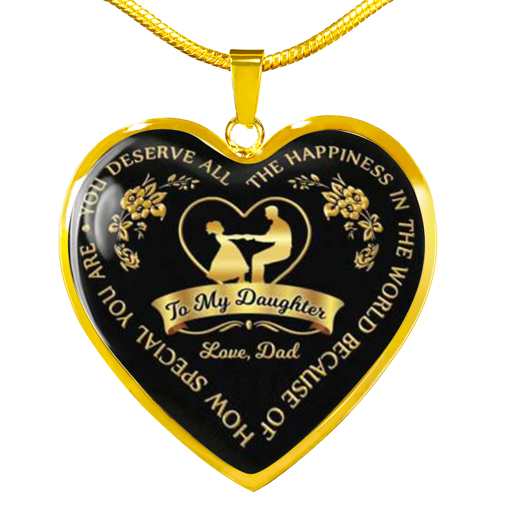 To My Daughter Necklace from Dad I Love You Quote Heart Gold Necklace Pendant