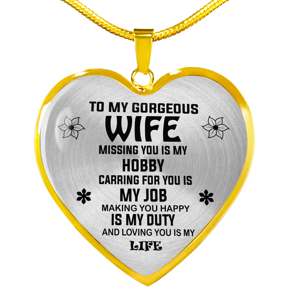 To My Wife Miss You Love Husband Luxury Heart Shape Necklace Gift Birthday
