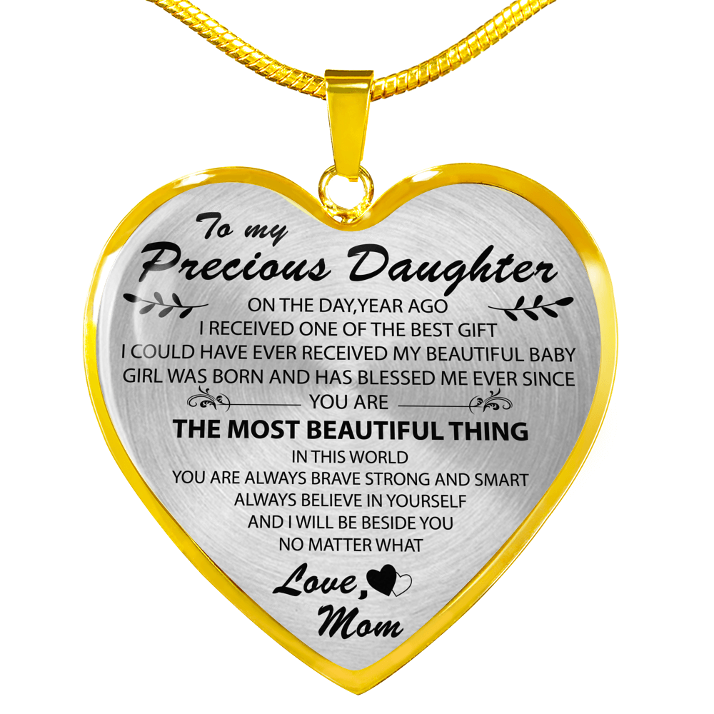 To My Daughter Necklace Heart From Mom - I love My Mom Birthday Necklace Gift