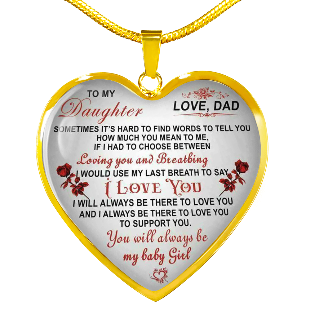 Daddy I Love You For Daughter - To My Daughter Heart Necklace Gift From Daddy's