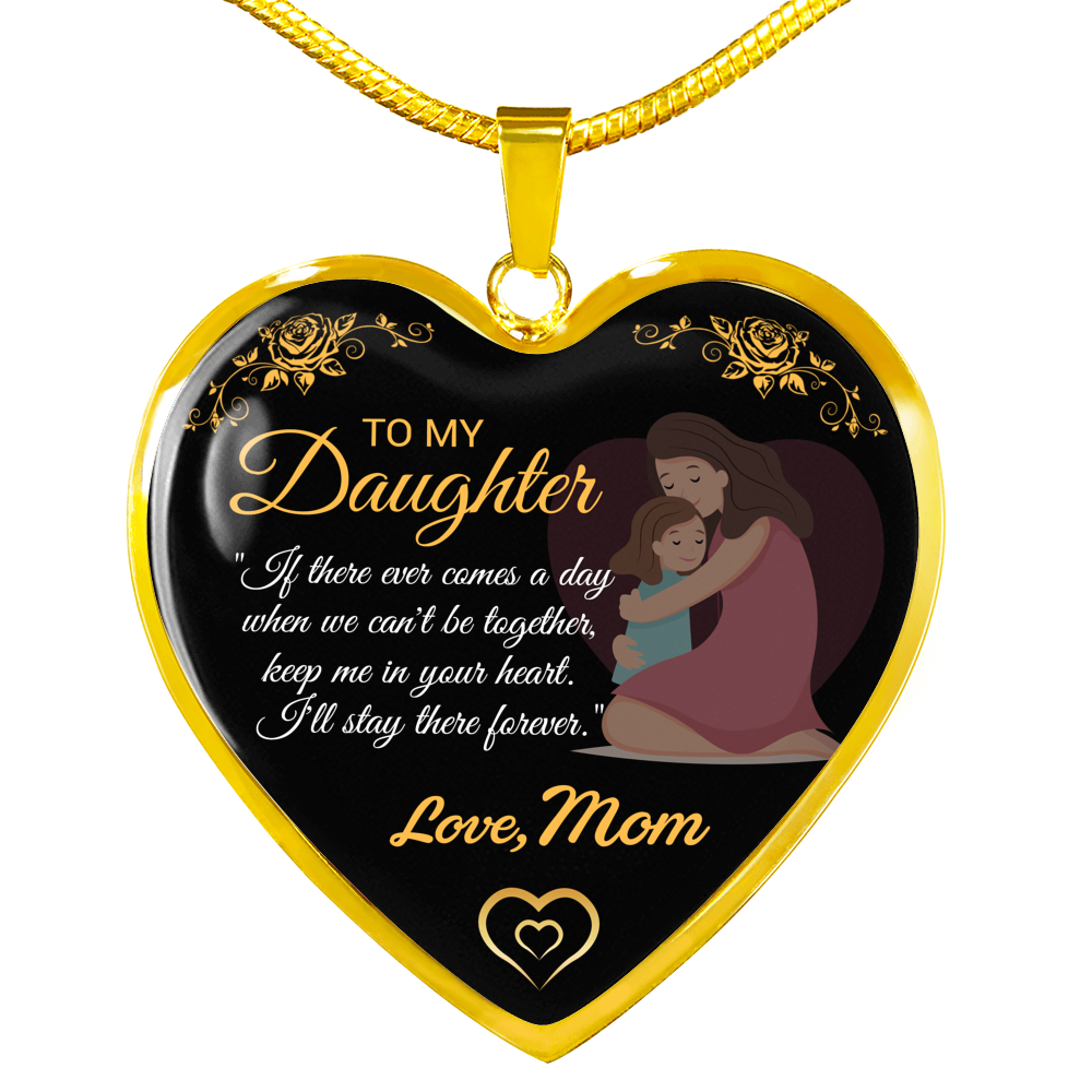 To My Daughter Love Mom Luxury Heart Shape Necklace Gift For Daughter