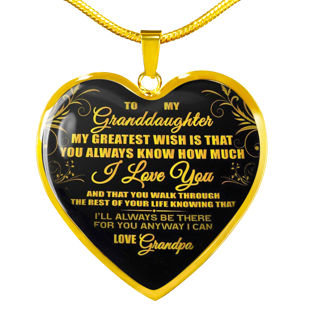 Vuvuzi Tee to My Granddaughter - Love Grandpa - Gold Plated Necklace