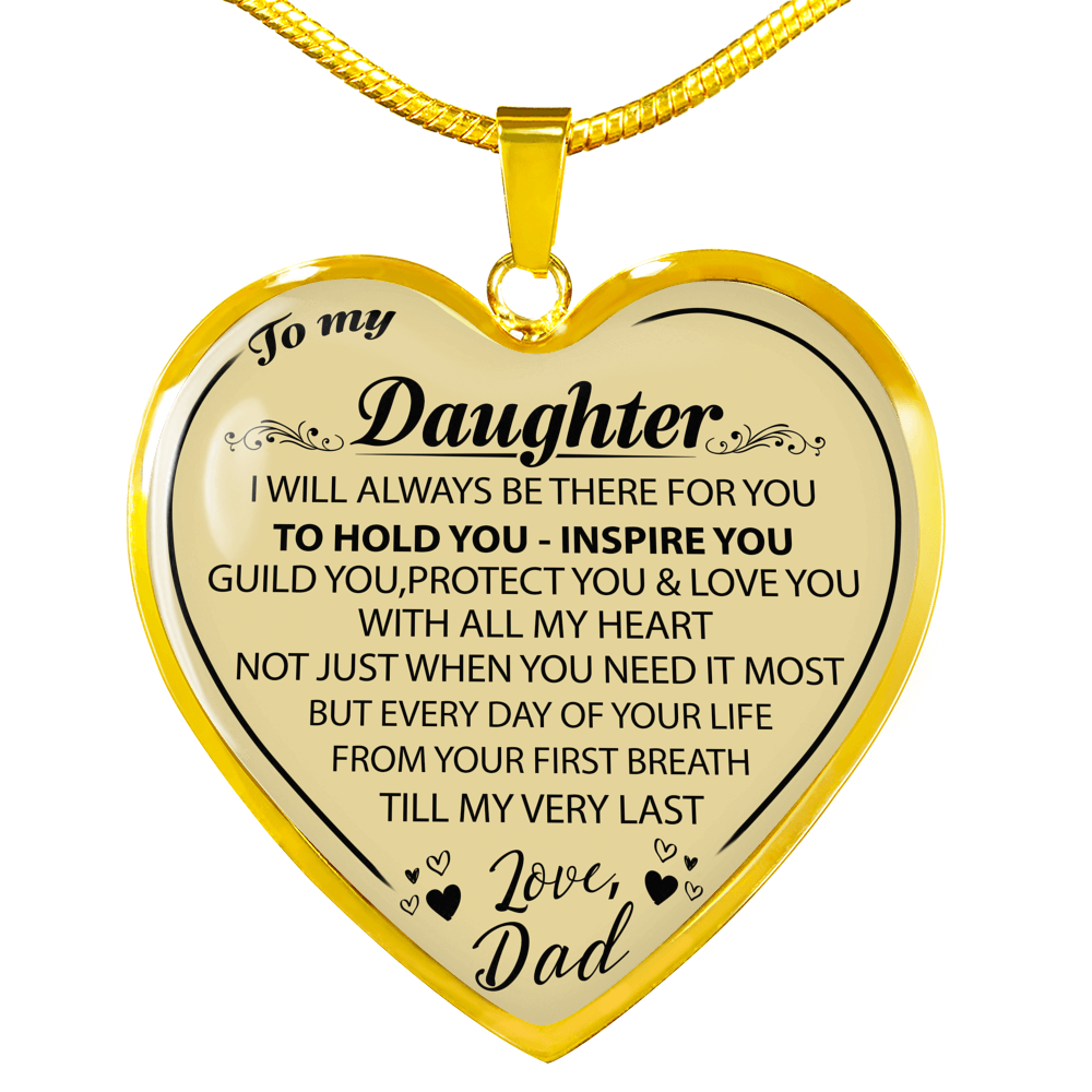To My Daughter Love Dad - Father and Daughter Necklace Heart Gift from Daddy