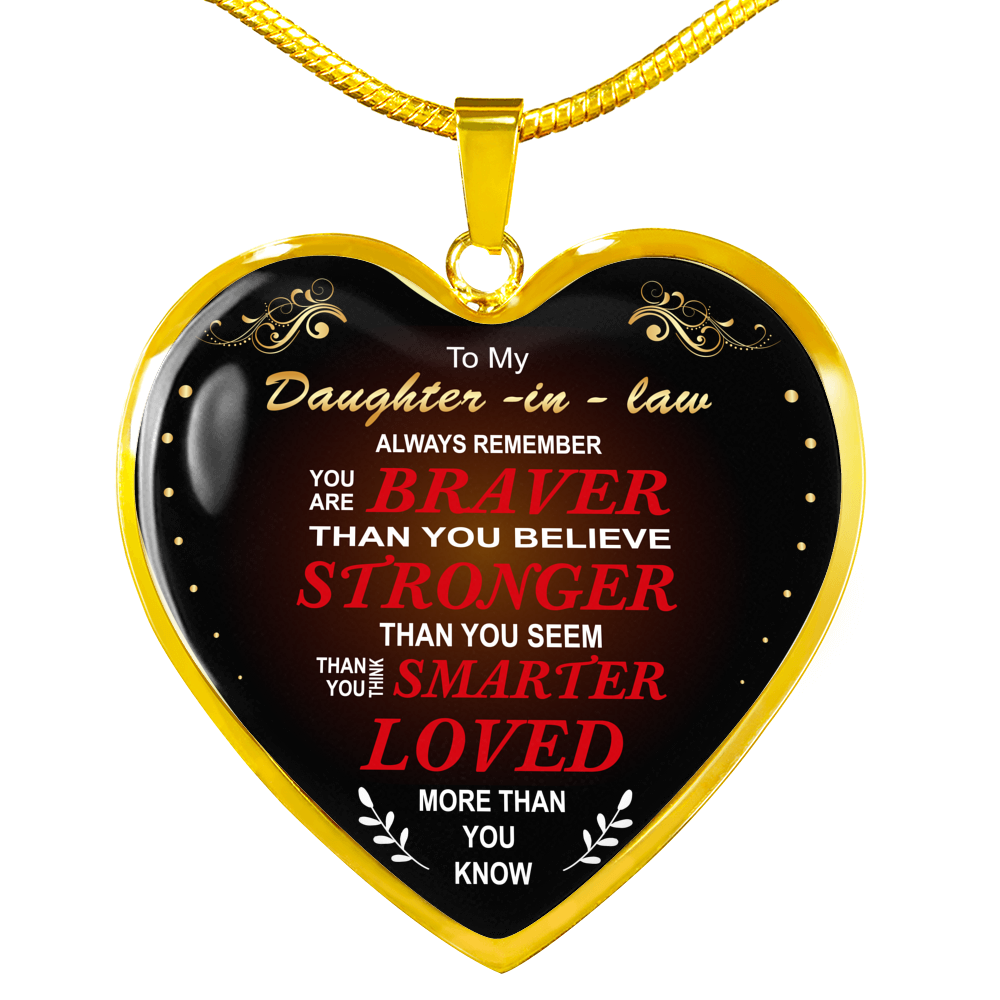to My Daughter-in-Law Necklace-from Father - Dad Loves You Love Quotes - Silver Heart Pendant