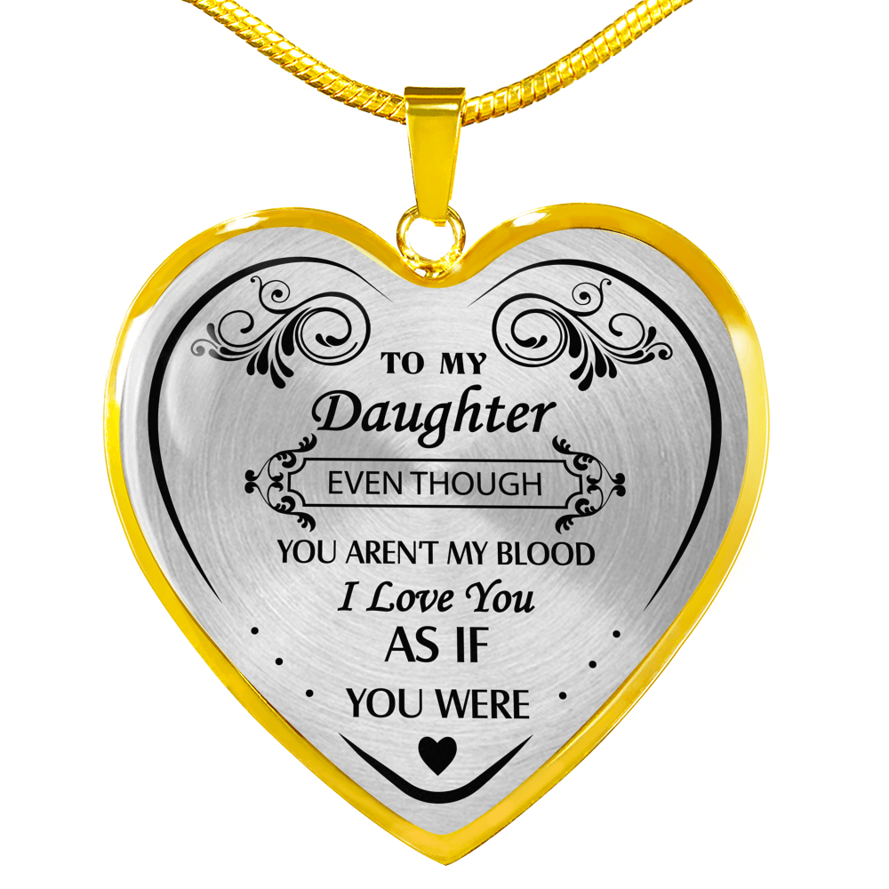 to My Daughter Necklace from Step Mom Dad - Step Daughter Unique Necklace Gifts - Silver Heart Pendant