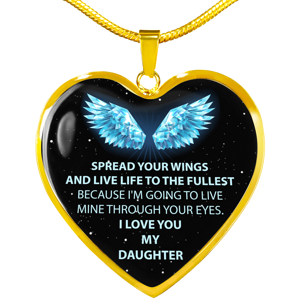 To Our Daughter Necklace - Mom & Dad Love You Heart Pendant - Gift for Teen Girl