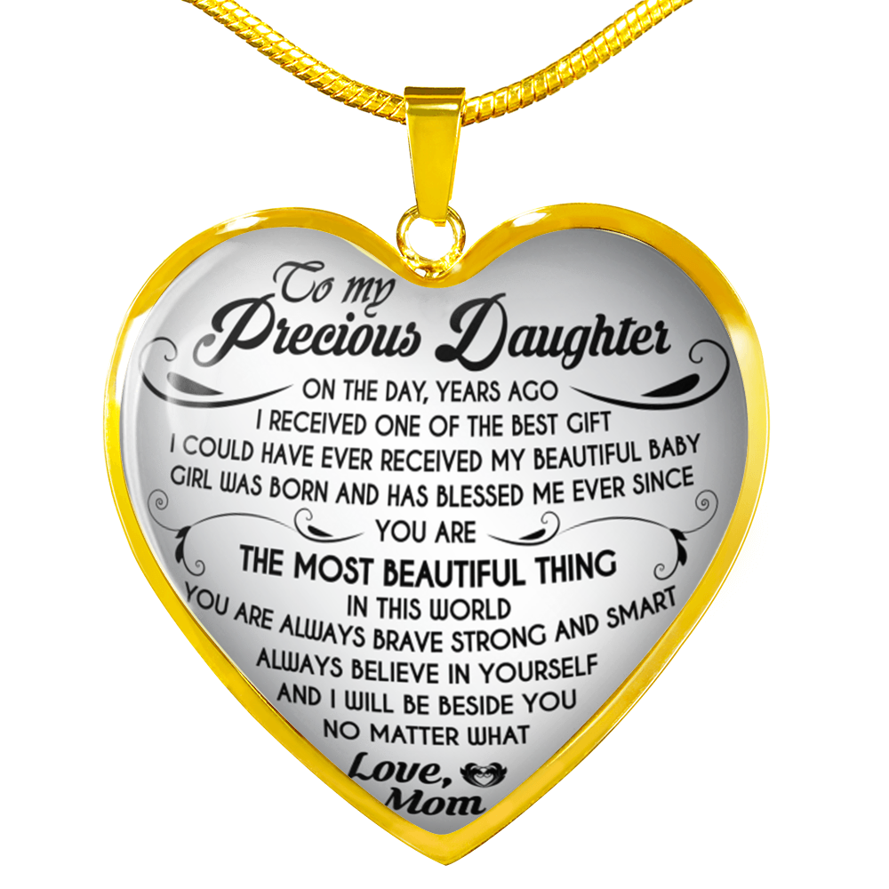 To My Daughter Necklace Heart From Mom - I love My Mom Birthday Necklace Gift