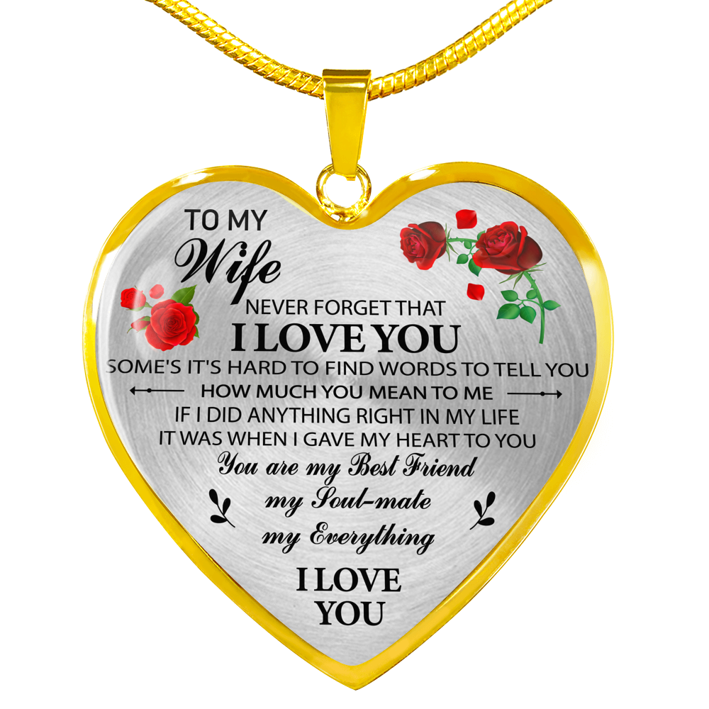 To My Wife Heart Necklace Pendant - Wife And Husband I Love You Gifts For Wife