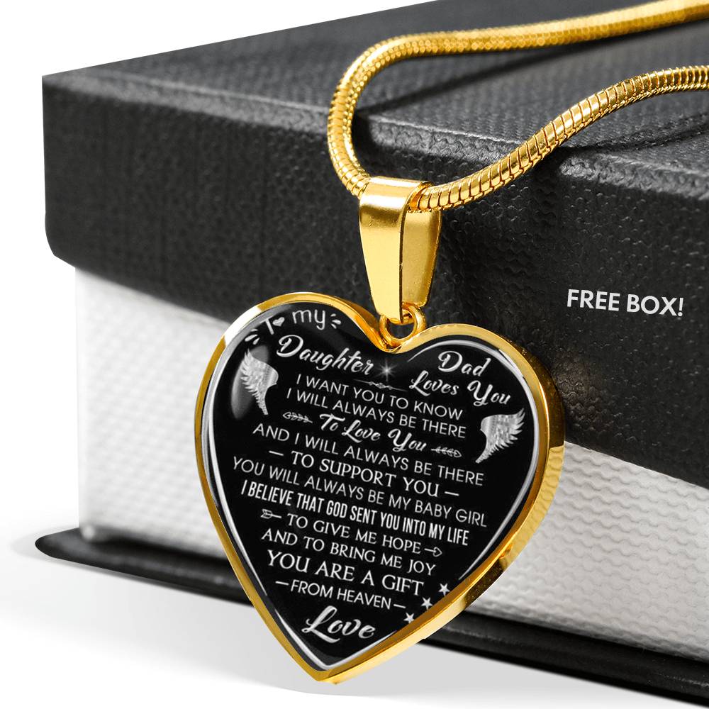 To My Daughter Heart Necklace Gift Ideas from Father Daddy Papa