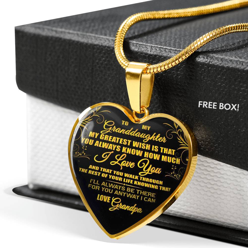 Vuvuzi Tee to My Granddaughter - Love Grandpa - Gold Plated Necklace