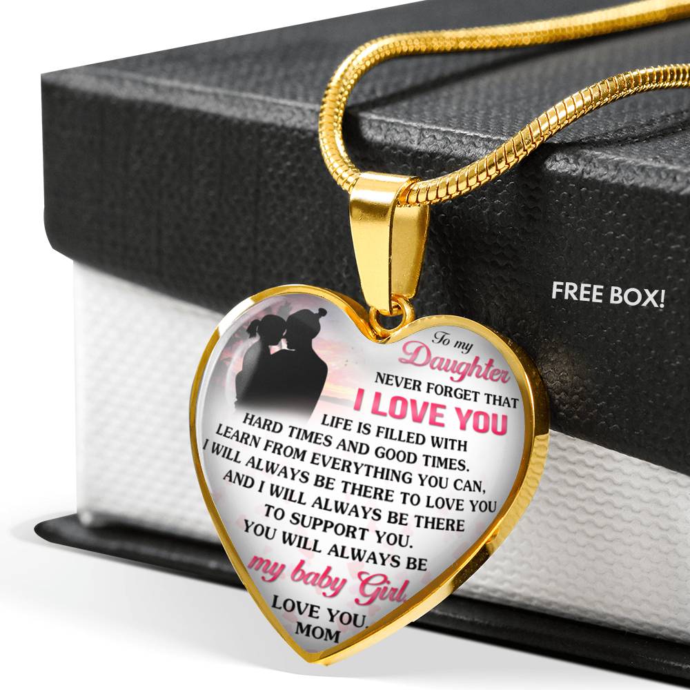Vuvuzi Tee Daughter and Mom Necklace Heart - to My Daughter Love Mom Necklace