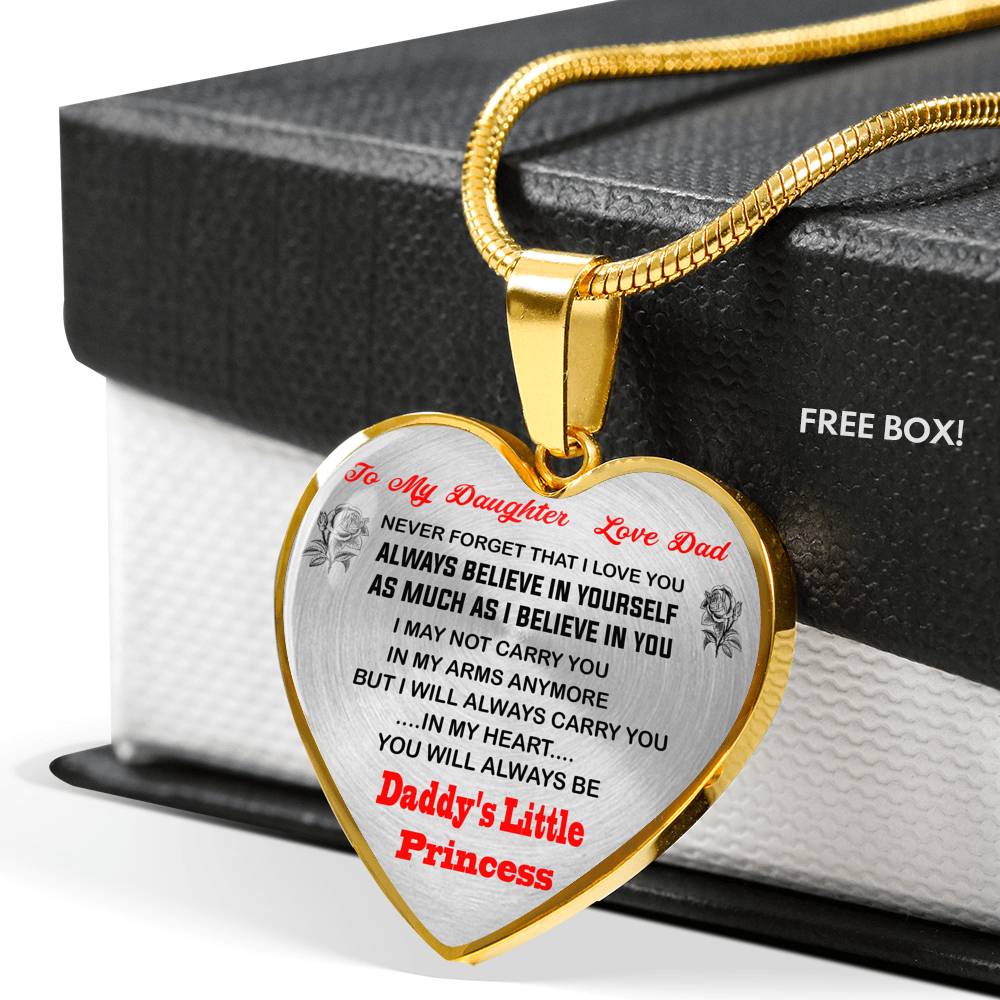 To My Daughter Heart Necklace From Daddy Father Best Gift For Daughter