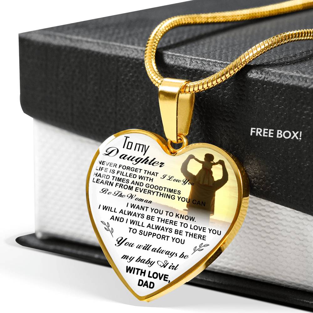 to My Daughter Necklace Heart - Father and Daughter Pendant Gifts from Daddy's