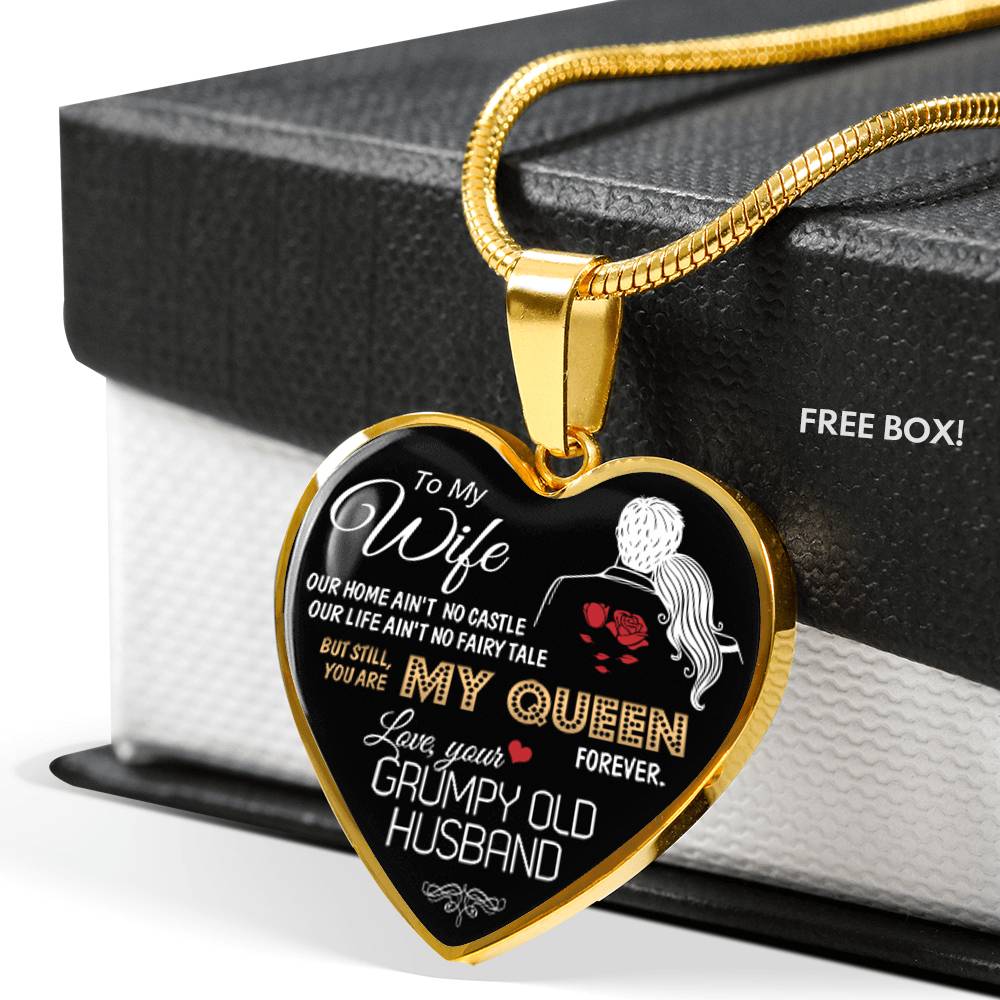 Premium Heart Necklace Anniversary Love Gift For Wife You're my Queen Forever