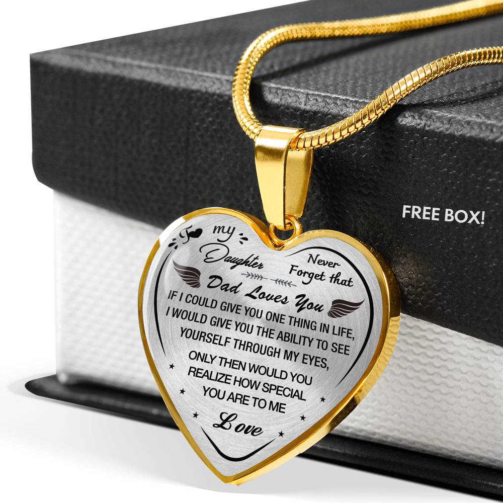 To My Daughter Necklace Heart - Dad Loves You Present From Father Daddy