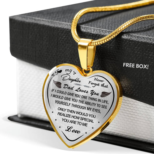 To My Daughter Necklace Heart - Dad Loves You Present From Father Daddy