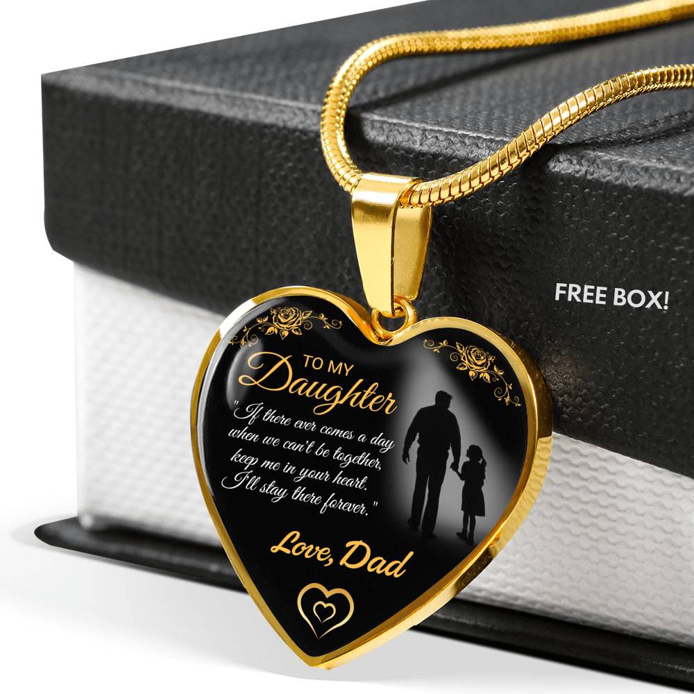To My Daughter Love Dad Luxury Heart Shape Necklace Gift For Daughter