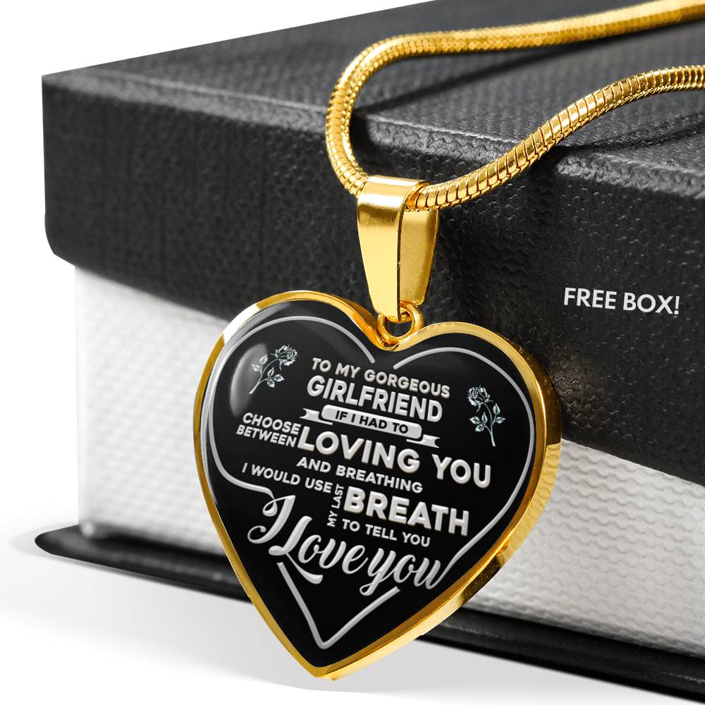 To my gorgeous girlfriend heart necklace - to my love - silver plated pendant
