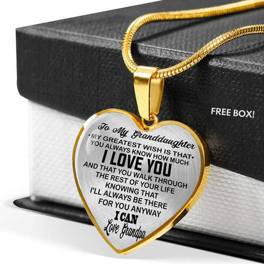 To My Granddaughter Love Dad - Heart Necklace Pendant From Grandpa