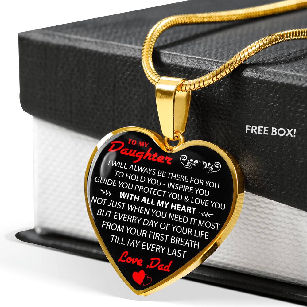 To My Daughter Love Dad - Father and Daughter Necklace Heart Gift from Daddy