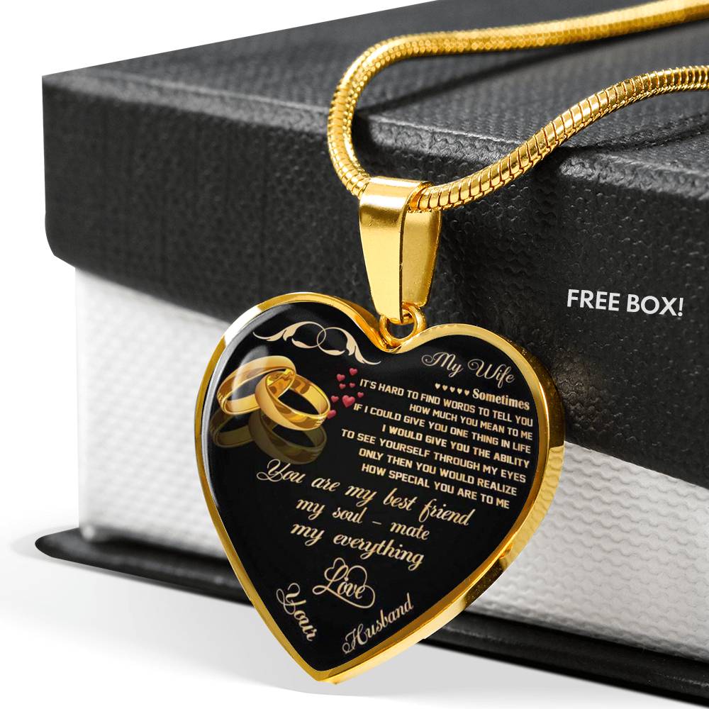 To my Wife Heart Pendant - From Husband - Anniversary/Wedding Gift for Her