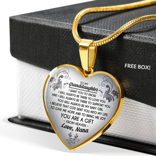 to My Granddaughter Love Nana - Silver Pendant Necklace