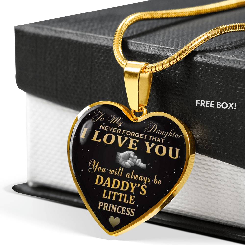 To My Daughter Heart Pendant Necklace - Daddy's Little Princess - from Father