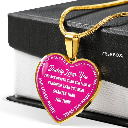 To My Daughter Love Dad Luxury Silver Necklace Birthday Graduation Gift for Kids