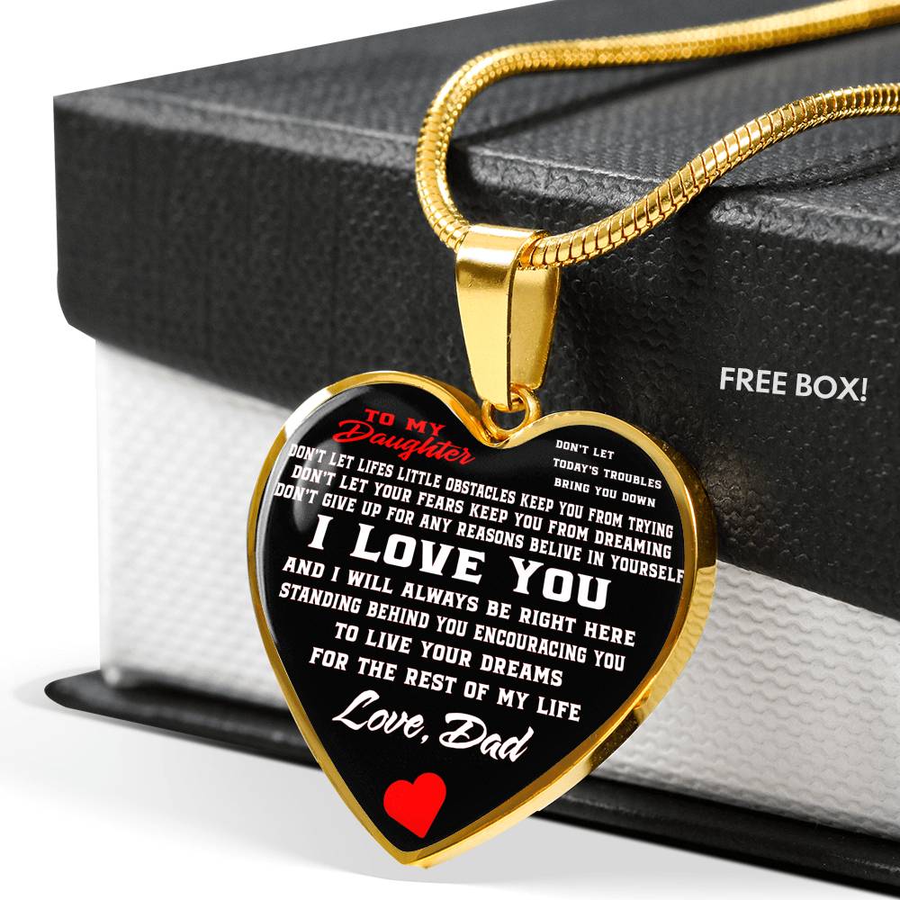To My Daughter Love Dad Necklace - Heart Shape Necklace Gift for Daughter