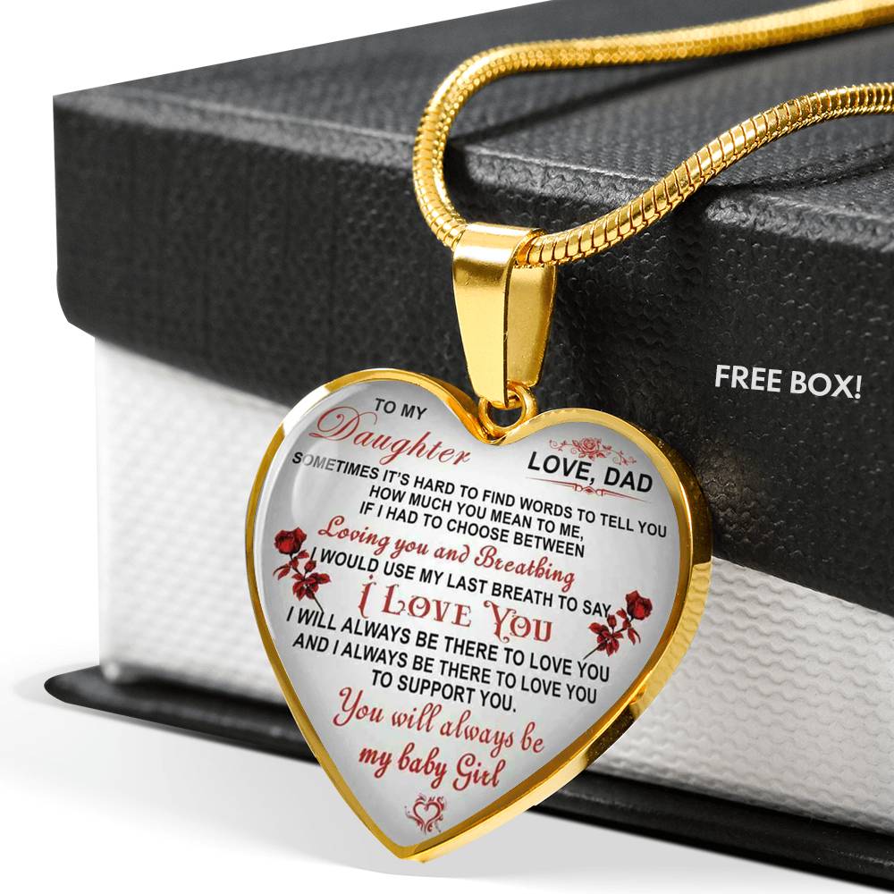 Daddy I Love You For Daughter - To My Daughter Heart Necklace Gift From Daddy's