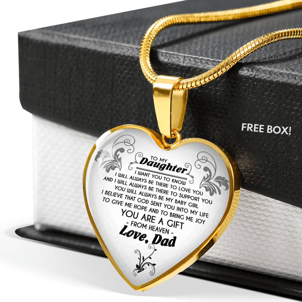 Father And Daughter Necklace Heart Pendant - To My Daughter Necklace Love Dad