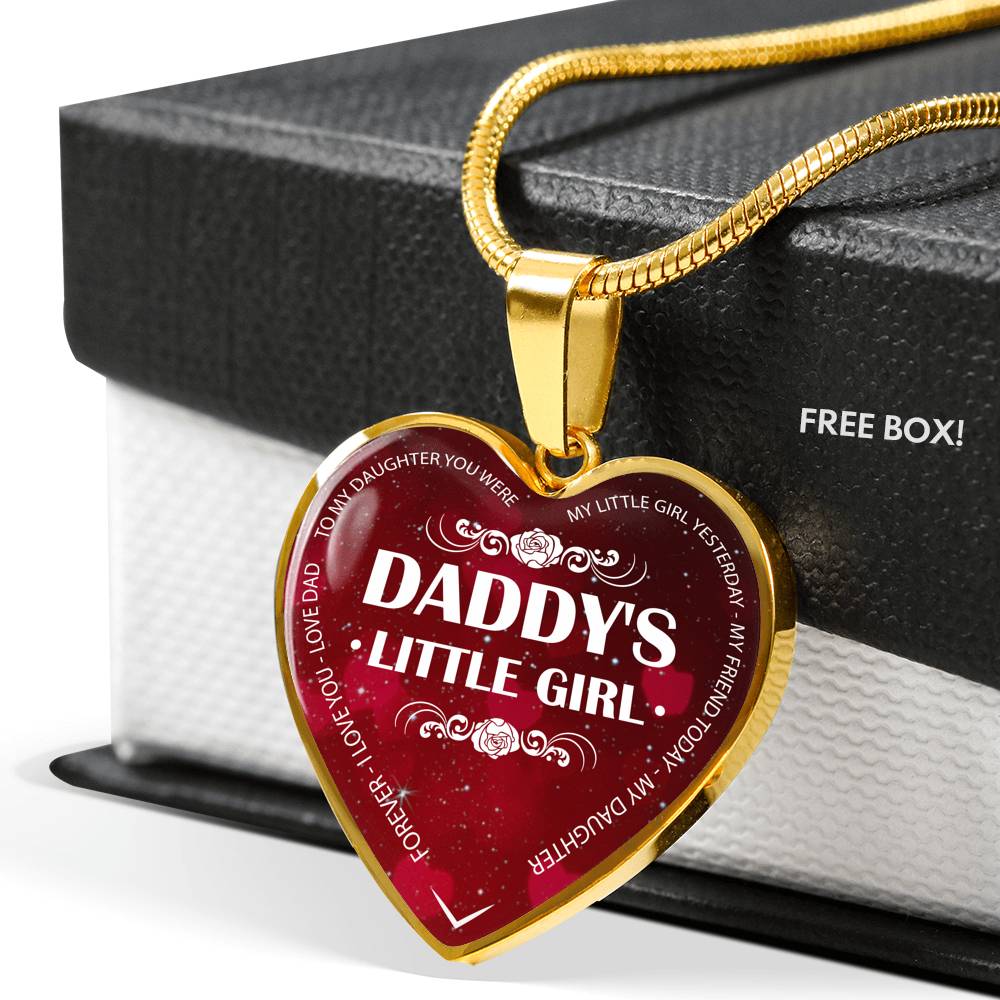 To My Daughter Heart Pendant Necklace - Daddy's Little Girl - Gift for Teen Girl